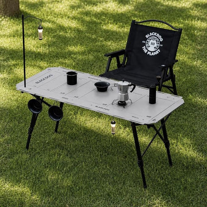 BLACKDOG 4.5U IGT Camping Table, Folding Portable Camp Table, Adjustable Height Aluminum Portable Table with Carry Bag for Outdoor, Pictic, Patio and Backyard 48.8" L x 22.8" W, Rock Grey