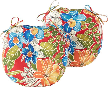 Greendale Home Fashions Aloha Crimson Outdoor 15-inch Bistro Seat Cushion, Set of 2