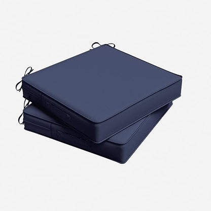 Outdoor Chair Cushion 17 x 16 x 3 Inches Patio Furniture Outdoor Waterproof Seat Cushion, Patio Chair Cushion with Handles and Ties, Square Dining Chair Cushion Set of 2, Navy Blue