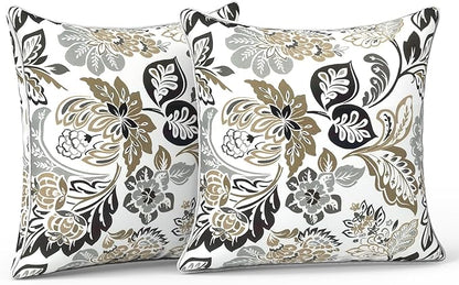 LVTXIII Set of 2 Patio Throw Pillows Waterproof 16"x16" Fade Resistant Outdoor Throw Pillows with Inserts, Fluffy Decorative Garden Toss Pillow Cushions for Home Patio Coach Sofa Use, Dailey Tan