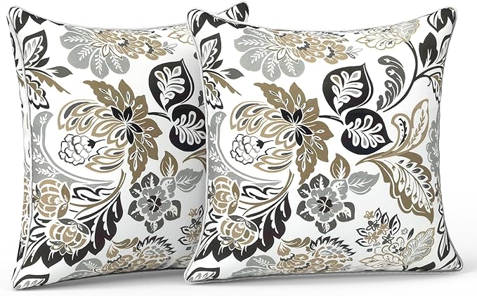 LVTXIII Outdoor Pillow Covers Set of 2, Patio Waterproof Throw Pillow Cases Fade Resistant Accent Pillow Covers for Spring Summer Garden Decoration, 16x16 Inch, Dailey Tan