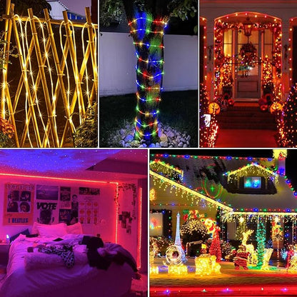 Nazuwke 132Ft Rope Lights for Outside, Waterproof 18 Colors Changing Rope Lights Fairy String Lights with Remotes, 400 LEDs Dimmable Twinkle Christmas Lights for Bedroom Patio Halloween Decorations