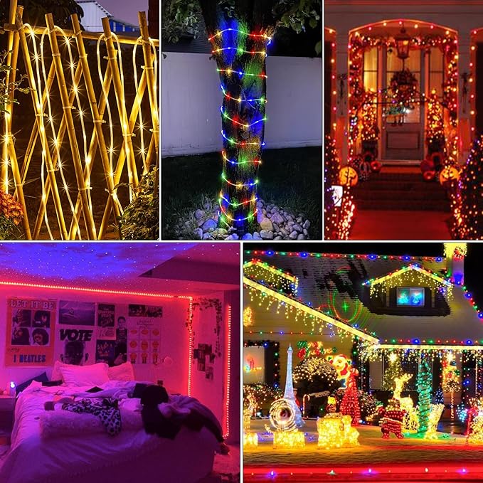 Nazuwke 66Ft LED Rope Lights Outdoor, 18 Colors Changing String Lights Plug in with Remotes, Waterproof 200 LEDs Multicolor Fairy Light, RGB Christmas Rope Lighting for Bedroom Garden Halloween Decor