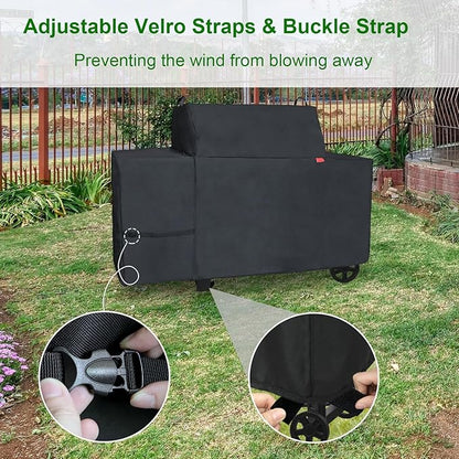 Grill Cover Fits Traeger Grills Woodridge Pro Electric Wood Pellet Grill and Smoker TFB97JLH,Outdoor Full-Length Heavy Duty Waterproof 600D Cover Compared to Traeger BAC776