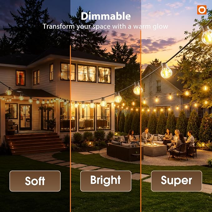 addlon 198FT Solar String Lights Outdoor, with 104 Waterproof LED Bulbs | Dimmable, Remote, 3 Modes, Shatterproof, Spaced 2FT, Easy Install, Ideal for Large Backyard, Garden, Wedding, Party, Camping