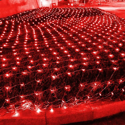 WATERGLIDE Outdoor Valentines Net Lights, 12FT x 5FT 360 LED Mesh String Light with 8 Lighting Mode, Connectable Waterproof Lights for Garden Tree Bushes, Christmas Wedding Party Decorations, Red