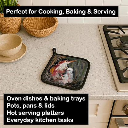 Caroline's Treasures JMK1224PTHD Happy Family Pair of Pot Holders Kitchen Heat Resistant Pot Holders Sets Oven Hot Pads for Cooking Baking BBQ, 7 1/2 x 7 1/2