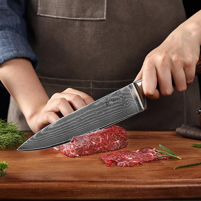 Wakoli EDIB Damascus Chef Knife – 7.9-Inch Japanese-Style Kitchen Knife, 67-Layer Damascus Steel Blade with VG10 Core, Ergonomic Pakkawood Handle – Professional Cooking Knife in Elegant Gift Box