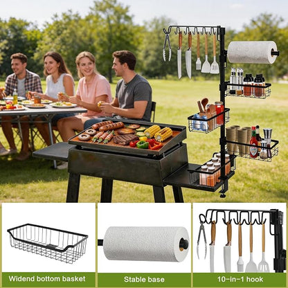 Griddle Caddy for Blackstone Griddle Accessories - BBQ Organizer Rack with Adjustable Holder,10-in-1 Grill Caddy for Outdoor Grill, Camping, Kitchen, for Men & Dad | 10-in-1