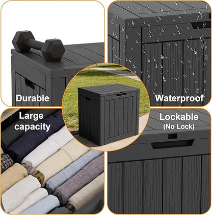 ROJIK 35 Gallon Deck Box Outdoor, Waterproof Outdoor Storage Boxes with Lids, Outside Resin Lockable Storage Box for Patio Cushions, Garden Tools(Grey)