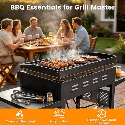 Bluedeep Magnetic Wind Guards for 36" Blackstone Griddle, Camping Blackstone Griddle Accessories, 4-Pack Stainless Steel Wind Screen to Protect Flames, Compatible with Hood & Rear Grease Cup, Black