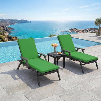 Chaise Lounge Cushions Outdoor, 80 x 26 Inch Water & Fade-Resistant Patio Furniture Lounge Cushion Set of 2, Beach Umbrella Lounger Chair Replacement Cushion with Removable Cover Pad, Green