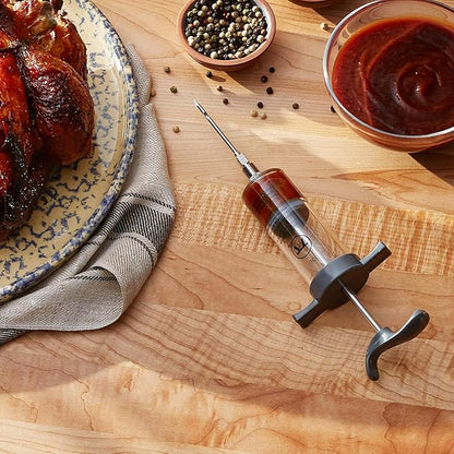 Outset Q120 Marinade Injector with Removable Needle, Stainless Steel and Plastic