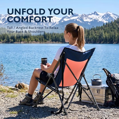 Alvantor® Camping Chair 2 Pack, High Back Folding Beach Chair Breathable for Outdoor, Ergonomic Backrest, Easy Use Portable Lawn Chair Seat for Travel, Pinic, Sports Events, 20"x28"x28"