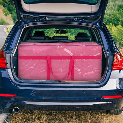 4 Pcs 66 Gallon Extra Large Moving Bags Heavy Duty Storage Bag with Strong Zipper Handle Foldable XXL Jumbo Storage Tote Packing Moving Box for College Dorm Travel Cloth Duffle (Jelly Pink)