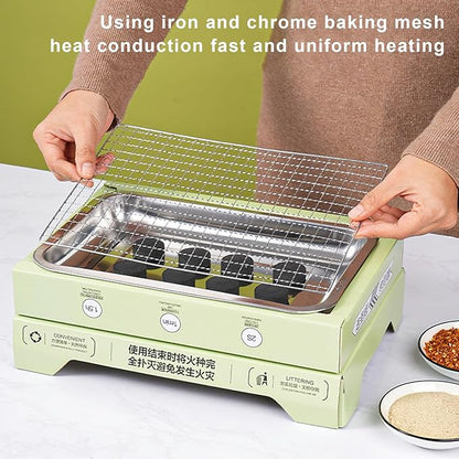 Disposable Barbecue Grill Charcoal Grill Simple Installation Portable Grill High Stability Non-Slip Even Heat Conduction Green