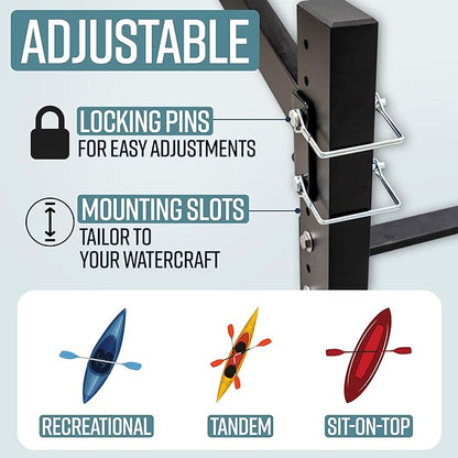 Teal Triangle Adjustable Freestanding Kayak Storage Rack, Holds 2 Kayaks | Outdoor Kayak Rack, Paddle Board Holder, Canoe Rack, Kayak Stand, Felt Padded Arms, Weather Resistant Steel