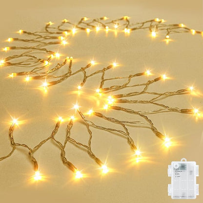 cshare String Lights Outdoor Waterproof 9.8ft 30 LED, Warm White Fairy Lights Battery Operated with Timer Clear Wire for Indoor & Outdoor Decorations Garland Party Garden