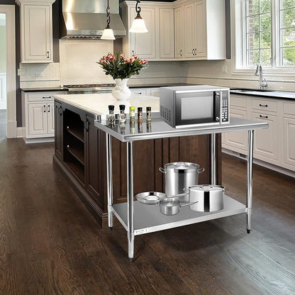 STABLEINK Stainless Steel Small Table with Undershelf 30”x24 for Prep | NSF Certified Heavy Duty Metal Work Table Workbench for Commercial Kitchen Restaurant Hotel Laundry Garage Chef Homemaker