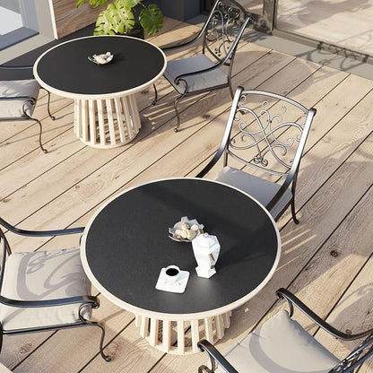 MAIDERN 36 Inch Round Cork & Leather Table Pad Protector, Cuttable Size (30-36 Inch), Trimmable Dining Table Mat, Heat Resistant/Non-Slip Table Cover for Kitchen, Office, or Restauran (Black)