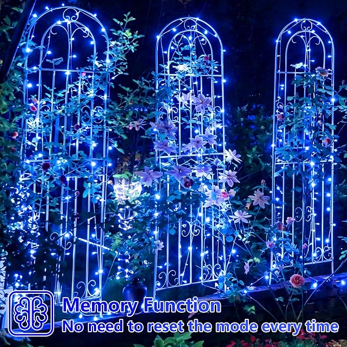 YEGUO 165ft 500 LED Blue String Lights Outdoor Waterproof, Clear Wire Christmas Lights Indoor Plug in, 8 Modes Fairy Light for Bedroom Classroom Party Wedding Tree Decor