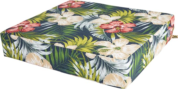Magpie Fabrics Indoor Outdoor Cushion Cover Replacement 2 Pack, NO Insert! Water Repellent Slipcover with Ties Decor for Patio Garden Chair Sofa Bench Wicker(Midnight Floral, 24x22x4 Inch)