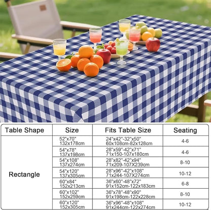 Smiry Picnic Table Cloth, Vinyl Tablecloths with Flannel Backing, 60"x102" | Waterproof Rectangle Table Cloth, Wipeable Buffalo Plaid Table Cover for Indoor and Outdoor (Navy & White)