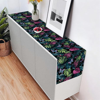 Tropical Leaves Table Runner,Dining Decor for Kitchen Coffee Table Family Dinners Holiday Parties Wedding Events Decor(13x72 inch)