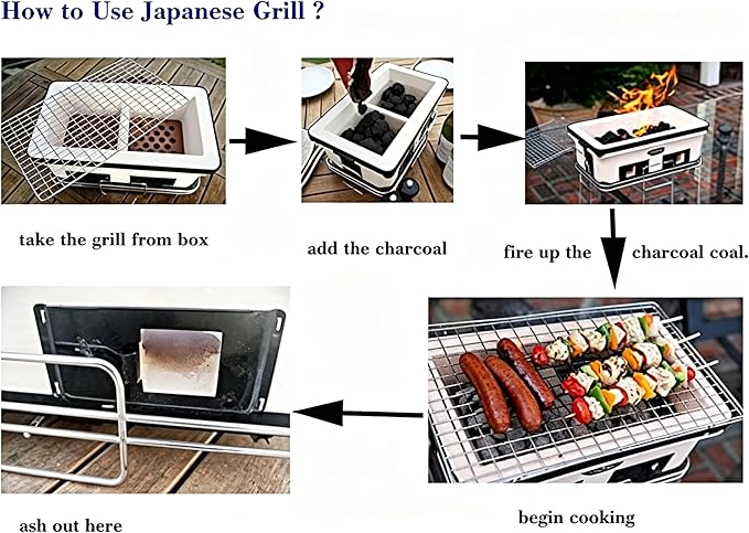 Tabletop Charcoal Grill, Traditional Japanese Clay Grill, Rectangular Outdoor Bbq Grill With Wire Mesh Grates, For Indoor Outdoor Barbecue, Backyard And Camping