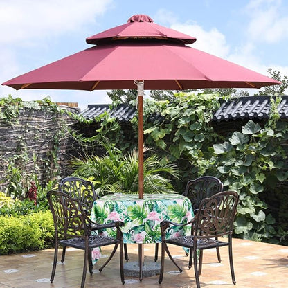 EHouseHome Outdoor Indoor 60inch SquareTablecloth with Umbrella Hole and Zipper, Waterproof Zippered Patio Table Cloths, Spring/Summer Table Covers for Backyard Circular Table/BBQs/Picnic