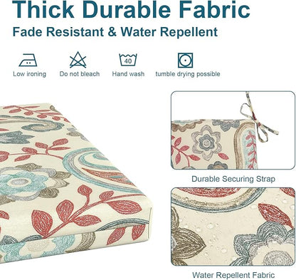 DYTXIII Set of 4 Outdoor Chair Cushions, Water Resistant 18.5"x16"x2" Square Seat Cushion for Patio Dining Chairs, High-Density Replacement Pads for Indoor Outdoor Furniture - Paisley Vintage
