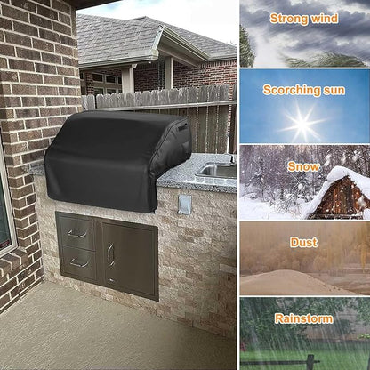 Grisun 45 Inch Built-in Grill Cover for Bull Built in Gas Grills 42-45 inch, Grill Cover for Outdoor Grill, Bull Outdoor Kitchen & Grill Head Cover, Heavy Duty Waterproof BBQ Grill Cover with Handle