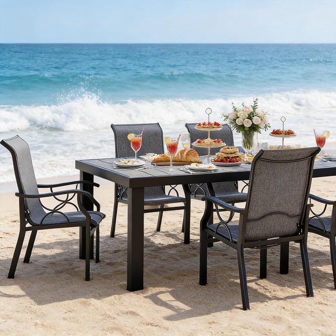 DWVO Patio Dining Chairs Set of 10, Outdoor Dining Chairs with High Back, Quick Dry Textilene Fabric, E-Coated Metal Frame, All Weather Patio Chairs for Backyard, Deck, Lawn, Garden, Grey