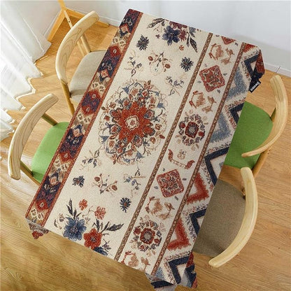 Swono Mexican Floral Rectangular Tablecloth Ethnic Geometric Flowers Washable Table Cloth Kitchen Dining Room Table Cover for Home Party Coffee Wedding 50x72 Inch Tablecloths