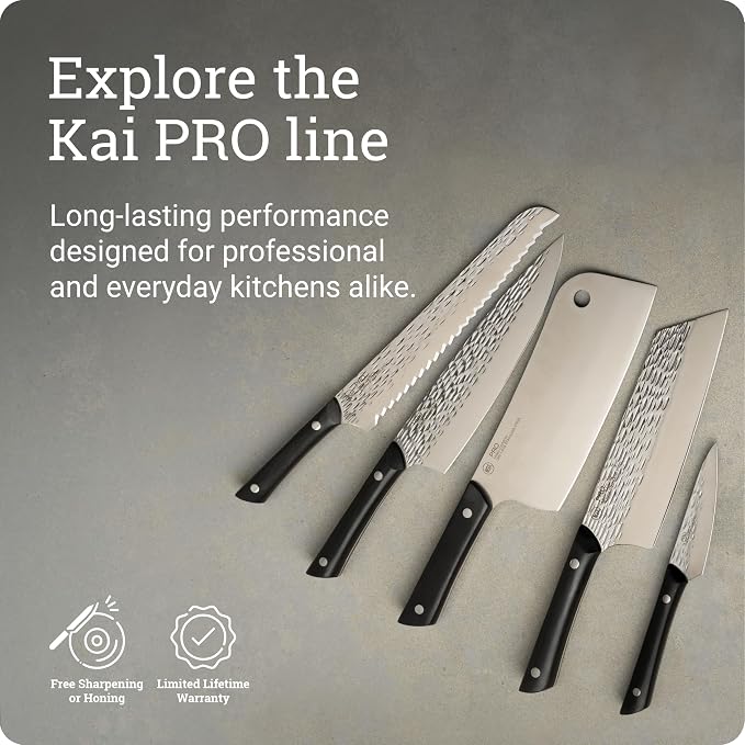 Kai PRO 6.5" Boning & Fillet Knife | Hand Sharpened Curved Boning Knife, Japanese AUS6M Stainless Steel Blade, Full-Tang POM Handle