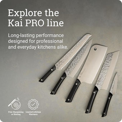 Kai PRO 6.5" Boning & Fillet Knife | Hand Sharpened Curved Boning Knife, Japanese AUS6M Stainless Steel Blade, Full-Tang POM Handle