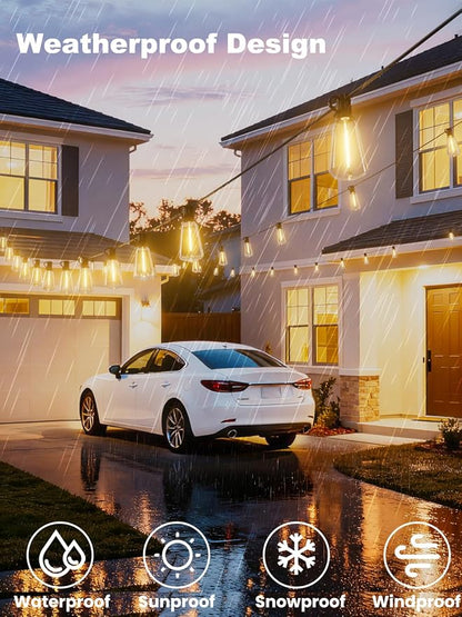 Svater 300 FT Outdoor String Lights Waterproof for Outside Patio 156 Bulbs | Dimmable ST38 Edison LED light, Hanging Lighting For Bistro Cafe Market Backyar, ETL Listed Warm White (100 FT *3)