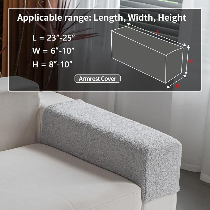 OHSIO Couch Cushion Covers for Sectional Sofa, Stretch Soft Sofa Slipcovers Washable Wear-Resistant Universal Furniture Protector for Living Room(1 Piece Armrest Cover, Light Gray)