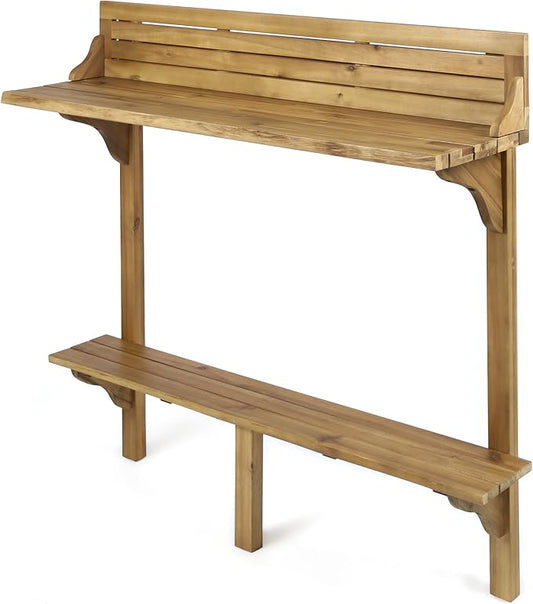 Christopher Knight Home Caribbean Outdoor Acacia Wood Balcony Bar Table, Natural Stained