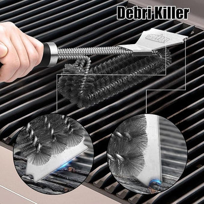 GRILLART Grill Brush and Scraper BBQ Brush for Grill, Safe 18" Stainless Steel Woven Wire 3 in 1 Bristles Grill Cleaning Brush, BR-4516 (Pack of 2)