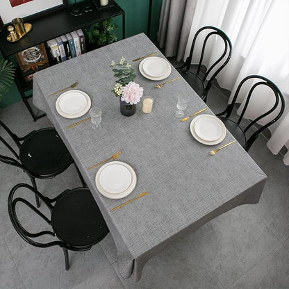 LIBERECOO Vinyl Tablecloth with Flannel Backing, Premium Gray, Waterproof, Stain-Resistant, Easy-Clean Table Cover for Dining, Kitchen, and Outdoor Use, 60" x 102" Rectangle