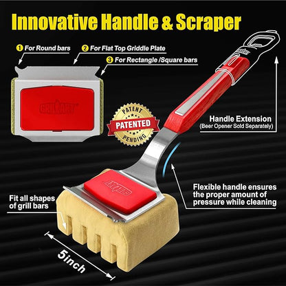 GRILLART Bristle-Free BBQ Grill Brush Replacement Head – Heavy-Duty Scraper Tool for Cast Iron & Stainless Steel Grates, Safe & Durable Barbecue Cleaner with Seamless Fit Design