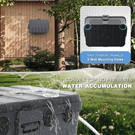 Flemoon Large Outdoor Electrical Box (12.5 x 8.5 x 5 inch), IP54 Waterproof Outdoor Extension Cord Cover Weatherproof, Protect Outlet, Plug, Socket, Timer, Power Strip, Holiday Light Decoration,Gray