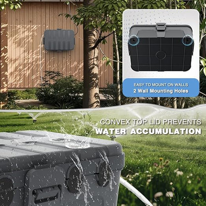Flemoon Large Outdoor Electrical Box (12.5 x 8.5 x 5 inch), IP54 Waterproof Outdoor Extension Cord Cover Weatherproof, Protect Outlet, Plug, Socket, Timer, Power Strip, Holiday Light Decoration,Gray