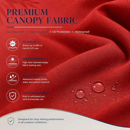 10ft Patio Umbrella, 3-Tier Vented Outdoor Table Umbrella with 8 Sturdy Fiberglass Ribs, Windproof Market Umbrella with Push Button Tilt and Crank, UV Protection for Deck, Pool, Red