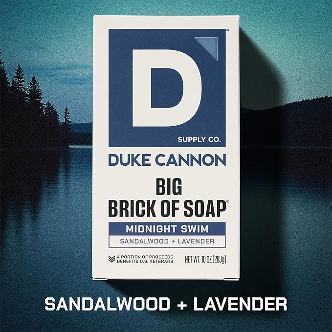 Duke Cannon Big Brick of Soap 4-Pack for Men – 10 oz Each – Long-Lasting Triple-Milled Bar Soap – Midway, Midnight Swim, Naval Diplomacy, Superior – Gift Set for Men