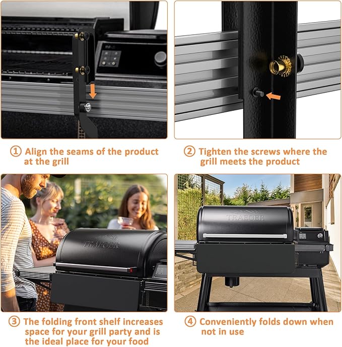 AJinTeby Folding Front Shelf for Traeger Timberline XL and Ironwood XL with Pal Rail System, BAC605 P.A.L. Pop-and-Lock Front Shelf for Traeger Grill
