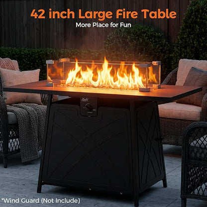 BALI OUTDOORS Propane Fire Pit Patio Outdoor Fire Pit Table Large Firepits for Outside Black