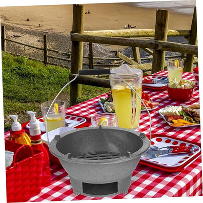 LIOOBO Portable Cast Iron Charcoal Stove Grill for Outdoor Camping Tabletop Cooking Easy Operation Flavorful Grilling for Beginners and Experts