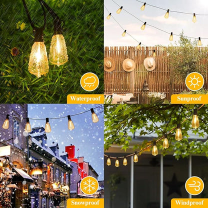 Brightever LED String Lights Outdoor Waterproof, 25FT 2200K Dimmable Patio Lights with 13 Shatterproof ST38 Vintage Edison Bulbs, Outside Hanging Light for Porch, Deck, Garden, Backyard, Balcony